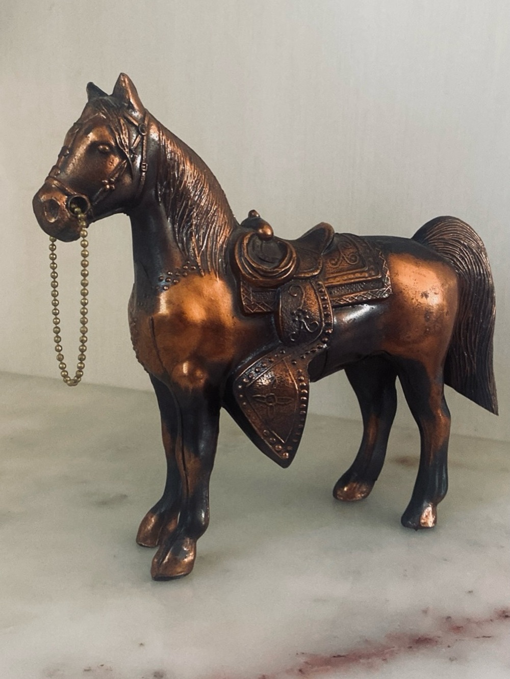 True vintage Bronze and Copper Decorative Large - Horse Figurine - Home Art